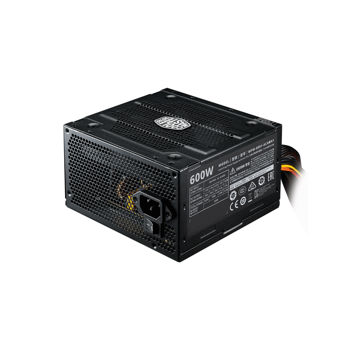 Cooler Master Elite V3 230V 600W ATX Power Supply | 600W Continuous · >80% Average Efficiency | Active PFC | Quiet 120 mm Fan | 3-Year Warranty | Black