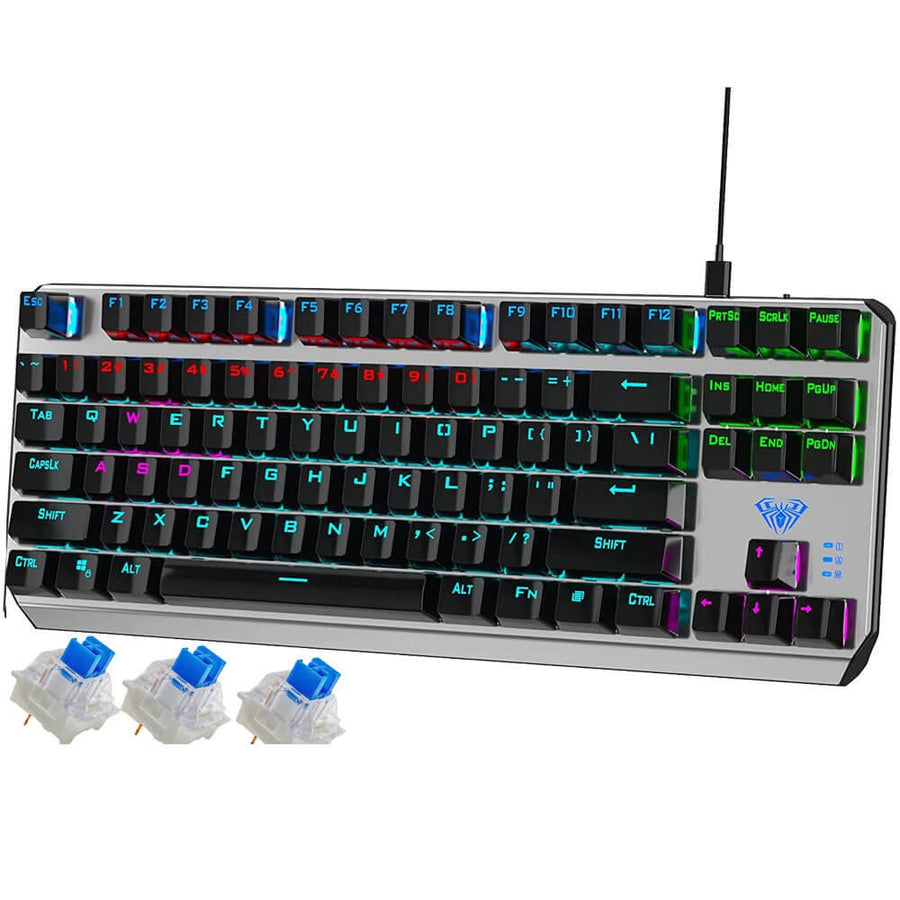 AULA F3087 TKL Mechanical Gaming Keyboard | 87 Keys · TKL | Blue Switches · 2.8 mm · 65 g · 50M Keystrokes | RGB Rainbow