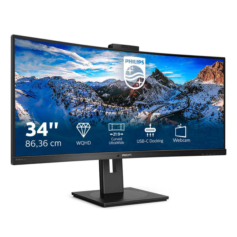 Philips 346P1CRH | 34" Ultrawide Curved Gaming Monitor | UWQHD 3440x1440 | 100Hz | IPS | DisplayHDR 400 | HDMI + DisplayPort + USB-C | Height Adjustable