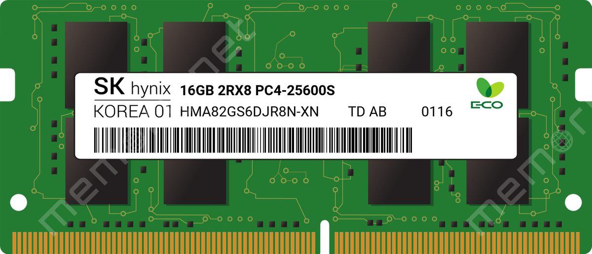SK hynix 16GB DDR4-3200 Laptop Memory | 16GB Single Module · DDR4 | 3200 MT/s (PC4-25600) · 1.2V | 260-Pin SO-DIMM · Non-ECC Unbuffered
