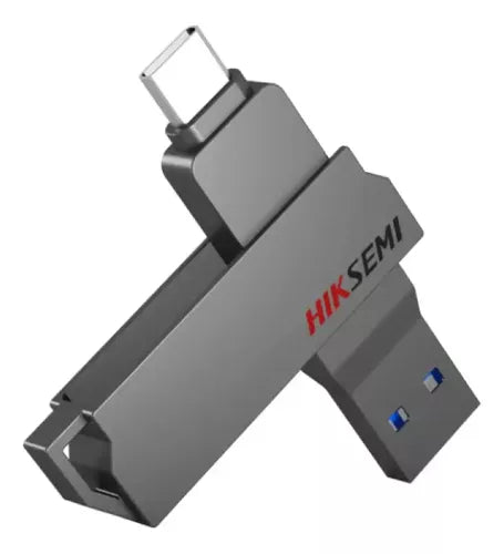 HIKSEMI E307C Dual Slim 128GB USB Flash Drive | USB 3.2 | USB Type-A + USB Type-C Dual Connector | Metal · 67 × 16 × 10 