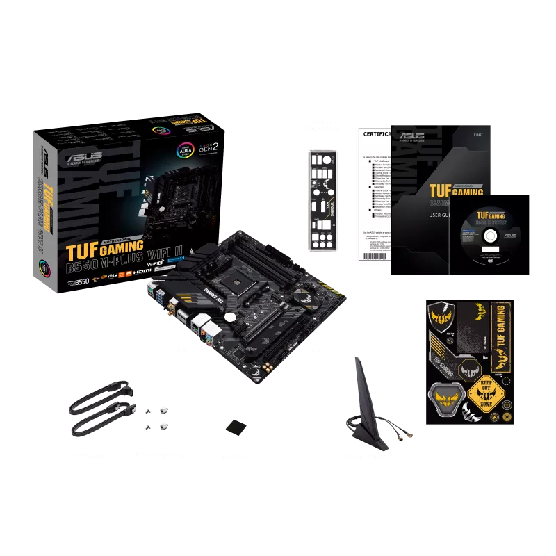 ASUS TUF Gaming B550M-PLUS WiFi II | AMD AM4 Micro-ATX Motherboard | DDR4 4866+ | PCIe 4.0 | Dual M.2 | WiFi 6 | 2.5G LAN | For Ryzen 5000/3000 Series