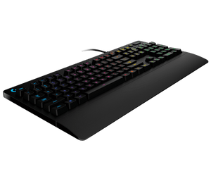 Logitech G213 Prodigy Gaming Keyboard | Tactile Mech-Dome Keys | 4mm Travel, 50g Actuation | 5-Zone LIGHTSYNC RGB, 16.8M Colours | Dedicated Media Controls | Spill-Resistant to 60ml | Integrated Palm Rest | USB Wired, 1.8m Cable