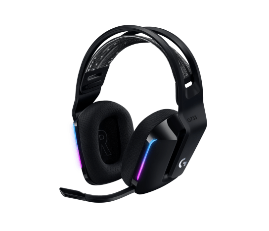 Logitech G733 LIGHTSPEED Wireless RGB Gaming Headset | 40mm PRO-G Drivers | LIGHTSPEED Wireless up to 20m | 29+ Hour Battery | Detachable Cardioid Boom Mic | DTS Headphone:X 2.0 | 2-Zone LIGHTSYNC RGB | 278g Ultra-Light | Black