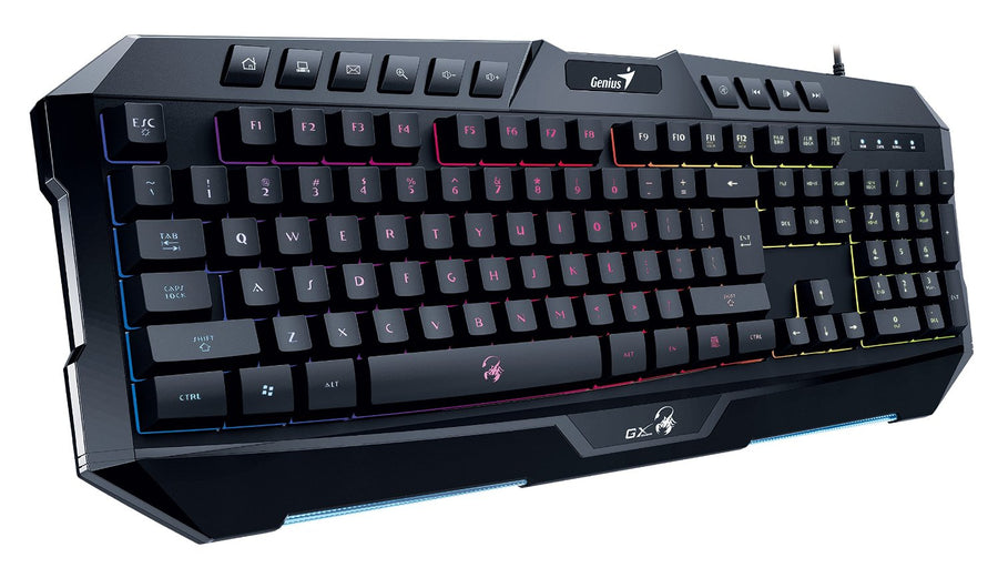Genius Scorpion K20 Gaming Keyboard | 7-Colour Backlight · 4 Lighting Modes | 26-Key Anti-Ghosting | 10 Multimedia Keys 