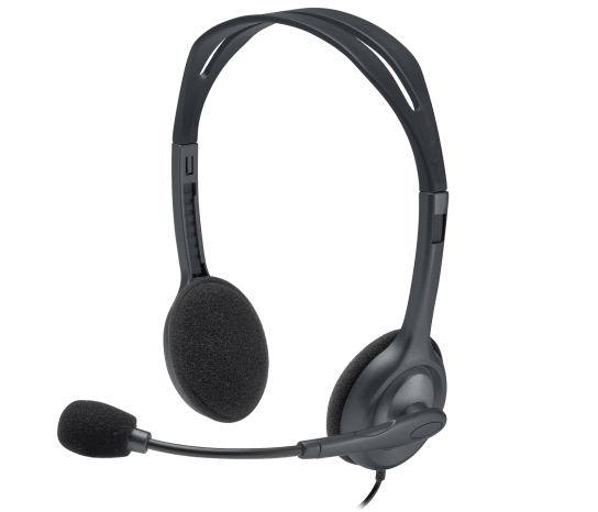 Logitech H111 Stereo Headset | Single 3.5mm Jack · 2.35m Cable | 20Hz–20kHz · 32 Ohm | Rotating Noise-Cancelling Boom Mic | 73.2g | Black