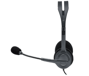Logitech H111 Stereo Headset | Single 3.5mm Jack · 2.35m Cable | 20Hz–20kHz · 32 Ohm | Rotating Noise-Cancelling Boom Mic | 73.2g | Black