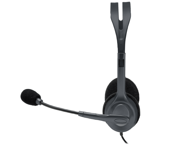 Logitech H111 Stereo Headset | Single 3.5mm Jack · 2.35m Cable | 20Hz–20kHz · 32 Ohm | Rotating Noise-Cancelling Boom Mic | 73.2g | Black