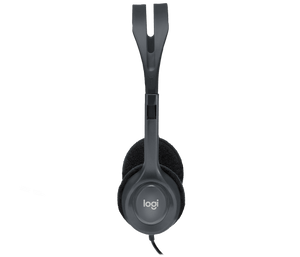 Logitech H111 Stereo Headset | Single 3.5mm Jack · 2.35m Cable | 20Hz–20kHz · 32 Ohm | Rotating Noise-Cancelling Boom Mic | 73.2g | Black