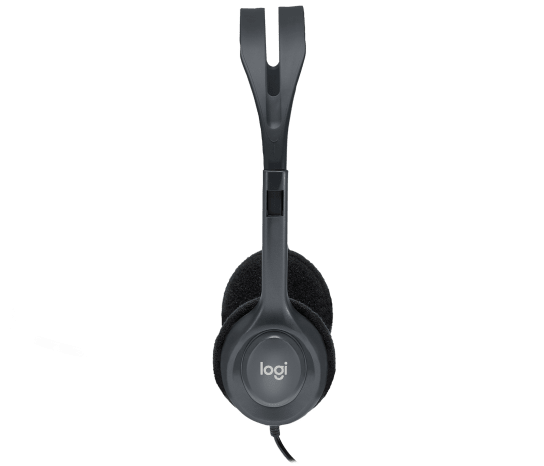 Logitech H111 Stereo Headset | Single 3.5mm Jack · 2.35m Cable | 20Hz–20kHz · 32 Ohm | Rotating Noise-Cancelling Boom Mic | 73.2g | Black