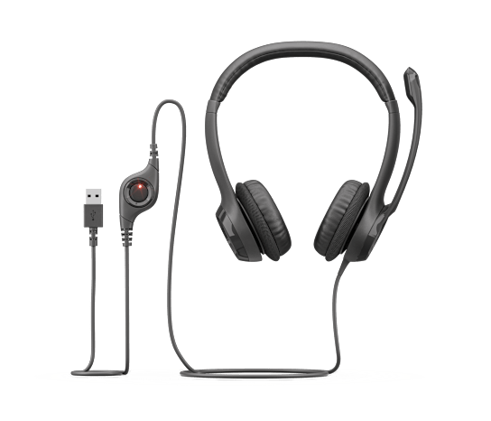 Logitech H390 USB Wired Headset | 30 mm Drivers | Noise-Cancelling Rotating Boom Mic | In-Line Volume · Mute | 1.9 m USB