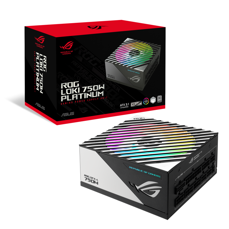 ASUS ROG Loki SFX-L 750W Platinum Power Supply Black | 80+ Platinum + Cybenetics Platinum | ATX 3.0 + PCIe 5.0 Native 600W 12VHPWR | 120mm Axial-Tech ARGB Fan | Aura Sync | Etched Modular Cables | SFX-L Form Factor | Lambda A Acoustics