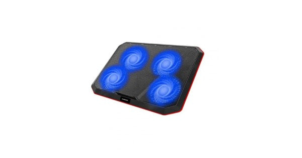 HAVIT F2069 Laptop Cooling Pad | Fits Laptops up to 17-inch | 4 Fans · Blue LED | Dual USB Hub | Adjustable Height · Metal Mesh Panel | Black