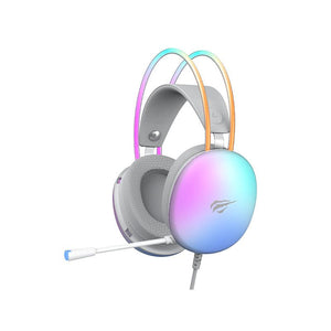 Havit Gamenote H2037d RGB Wired Gaming Headset | 50mm Custom Drivers | 20Hz-20kHz | 115dB | Dynamic RGB Lighting | Omnidirectional 360° Mic | 2x3.5mm + USB | 2.1m Cable | 320g | White