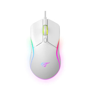 Havit MS1029 RGB Backlit Wired Gaming Mouse | 7200 DPI (6 Levels: 1200-7200) | 5M-Click Switches | Dynamic RGB Lighting | 1.5m USB Cable | 128x66x41mm | 127g | Windows, macOS & Linux