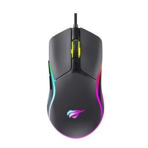 Havit MS1029 RGB Backlit Wired Gaming Mouse | 7200 DPI (6 Levels: 1200-7200) | 5M-Click Switches | Dynamic RGB Lighting | 1.5m USB Cable | 128x66x41mm | 127g | Windows, macOS & Linux