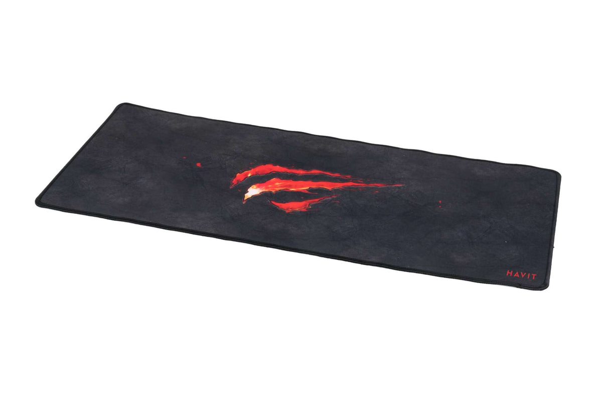 Havit HV-MP861 Extended Gaming Mouse Pad | 700 × 300 × 3 mm | Multispandex Fine-Mesh Cloth | Anti-Slip Rubber Base | Stitched Edges | Black