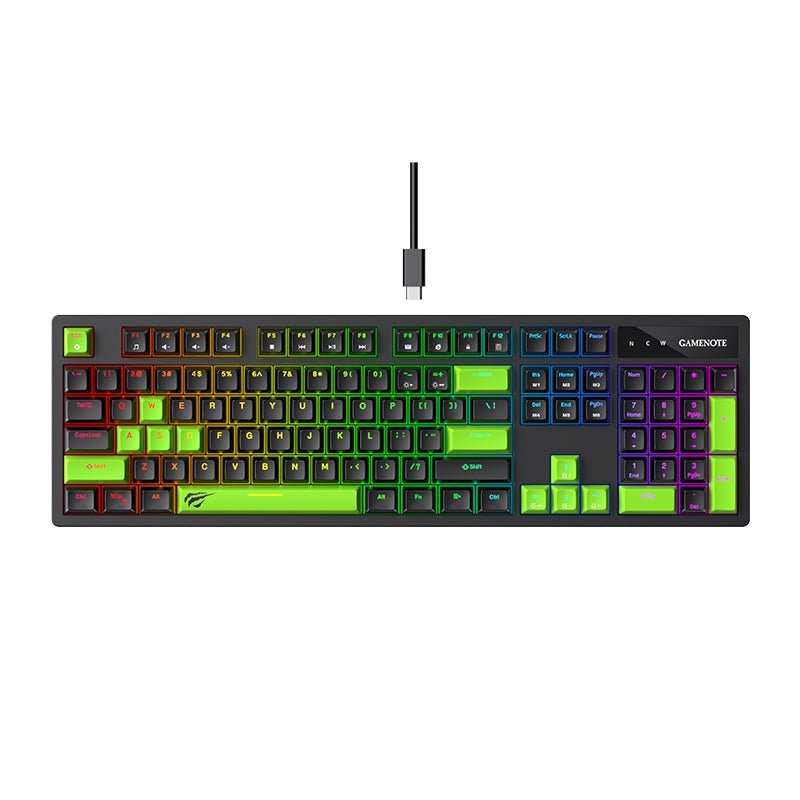 Havit Gamenote KB893L Wired RGB Mechanical Gaming Keyboard | 104-Key Full Size | Dynamic RGB Backlight | Full 104-Key N-Key Rollover | 50M-Keystroke Switches | Detachable 1.8m USB Type-C | Double-Shot Keycaps | 744g | Windows · macOS