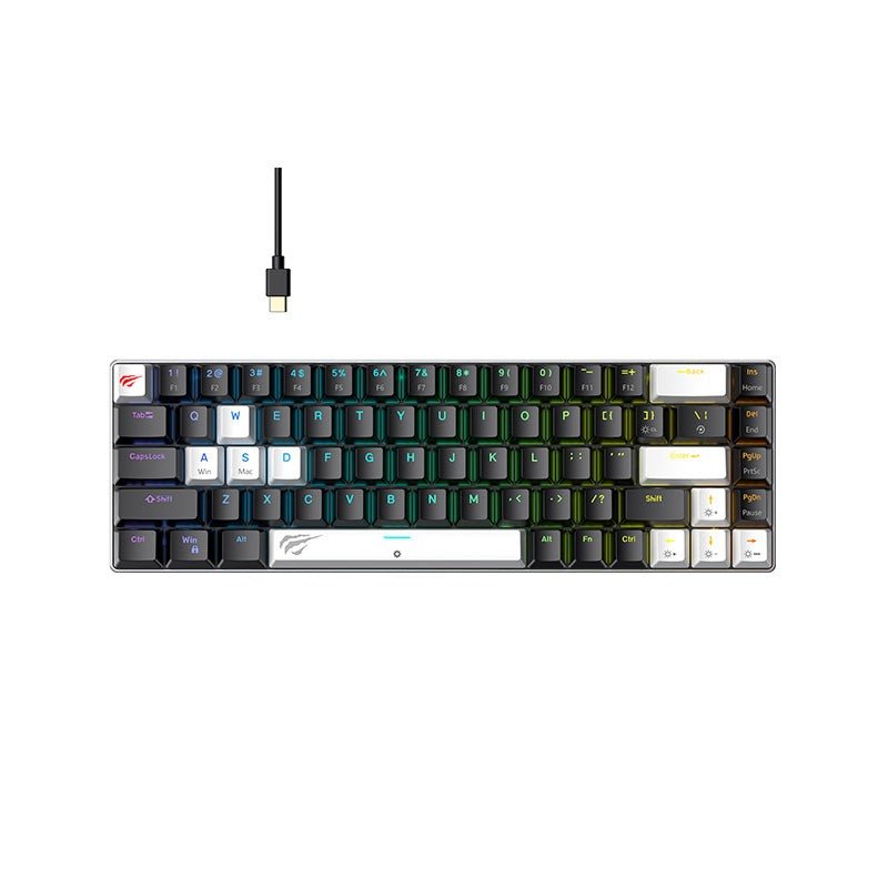 Havit KB906L Wired RGB Mechanical Gaming Keyboard | 68-Key Compact | 8000Hz Polling / 0.04ms Response | Adjustable Actuation 0.1-3.5mm | Full N-Key Rollover, Zero Ghosting | 100M-Press Key Life | Per-Key RGB | 1.8m USB | Win · macOS · Linux