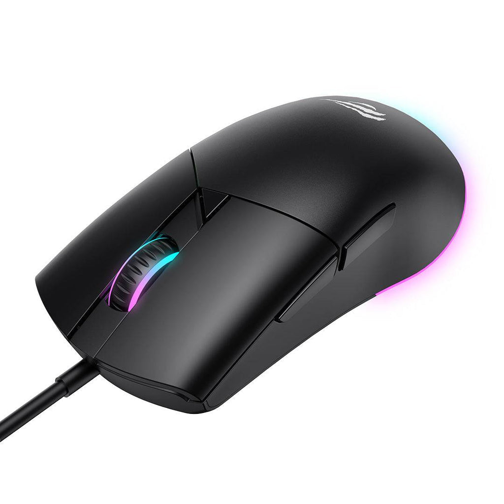 Havit MS1038 RGB Backlit Programmable Gaming Mouse | 8000 DPI Optical (6 Levels) | 7 Programmable Buttons | RGB Backlight | 3M-Click Switches | 82g Lightweight | 1.6m USB Cable | 121x64x42mm | Windows & macOS