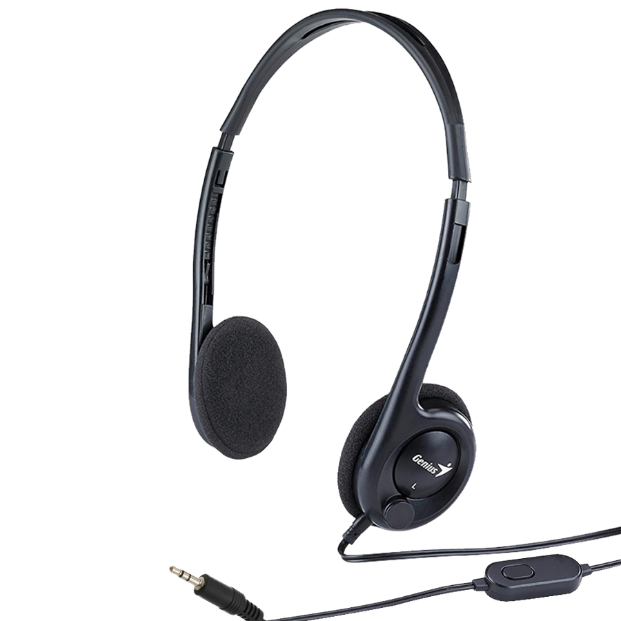 Genius HS-M200C Lightweight PC Headset | Single 3.5mm Jack · 1.8m Cable | 20Hz–20kHz · 32Ω · 105dB | Boom Microphone · 5