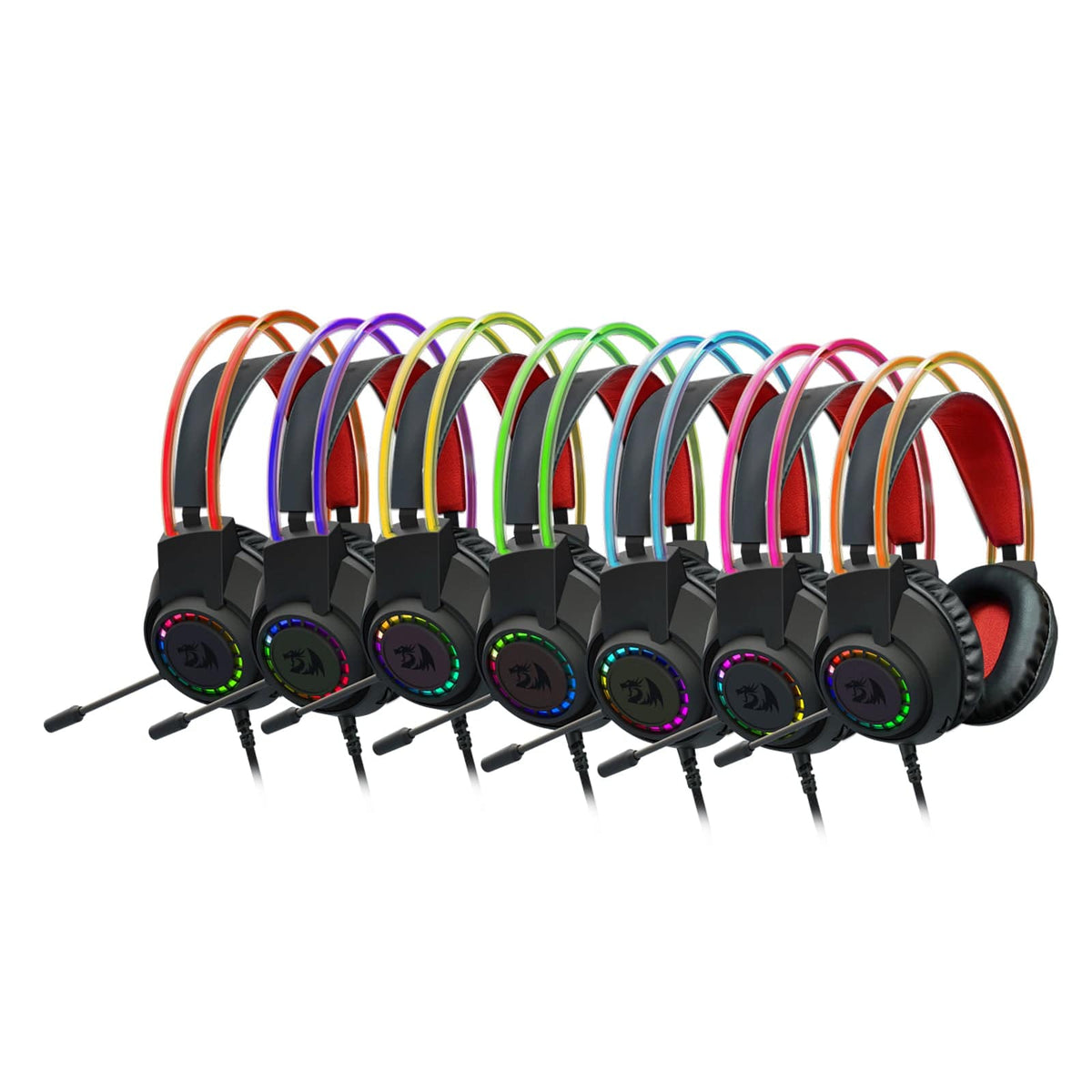 Redragon Scream H231 RGB Wired Gaming Headset | 40mm Drivers | Stereo Surround | 3.5mm | Dynamic RGB Lighting | 2.1m Cable | 280g | Black