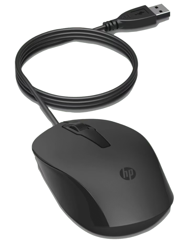 HP 150 240J6AA Wired Mouse | USB Type-A · 100 cm Cable | 1600 DPI Optical Sensor | 3 Buttons · 60 g | Black