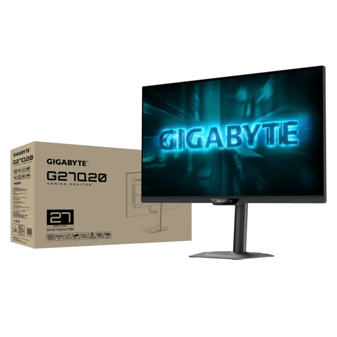 GIGABYTE G27Q20 27" Gaming Monitor | QHD 2560×1440 · Super Speed IPS | 200Hz (OC 210Hz) · 0.5ms GTG | HDR10 · 94% DCI-P3 · 10-bit | FreeSync Premium · G-SYNC Compatible · Height-Adjustable