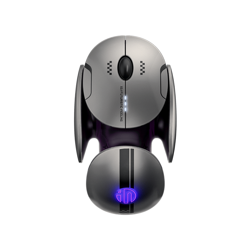 Inphic X2 Wireless Mouse | Bluetooth 5.0 · 4.0 + 2.4GHz Tri-Mode | 800-2400 DPI | Silent Click | 300mAh USB-C | Silver