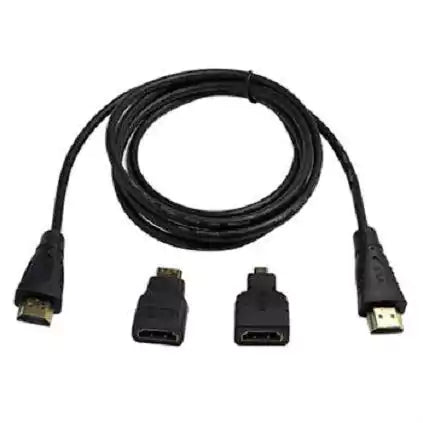 2B DC413 HDMI Cable with Mini HDMI and Micro HDMI Adapters | 1.5 m · HDMI Male to Male | Gold-Plated Connectors | 3-in-1