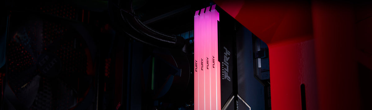 Kingston FURY Beast RGB 8GB DDR4-3600 Desktop Memory | KF436C17BBA/8 · 1 × 8GB | 3600 MT/s · CL17-21-21 · 1.35V | Intel XMP 2.0 · Infrared Sync RGB | 288-Pin · Non-ECC Unbuffered | Black