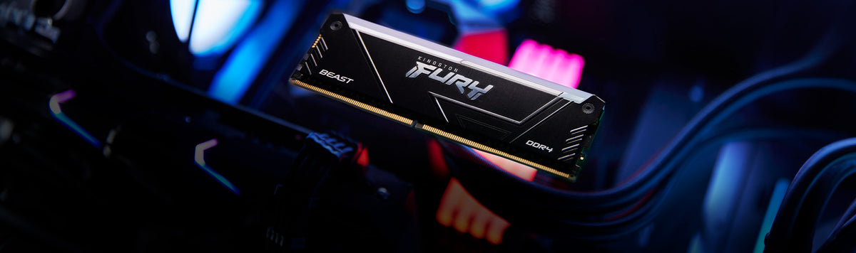 Kingston FURY Beast RGB 8GB DDR4-3600 Desktop Memory | KF436C17BBA/8 · 1 × 8GB | 3600 MT/s · CL17-21-21 · 1.35V | Intel XMP 2.0 · Infrared Sync RGB | 288-Pin · Non-ECC Unbuffered | Black