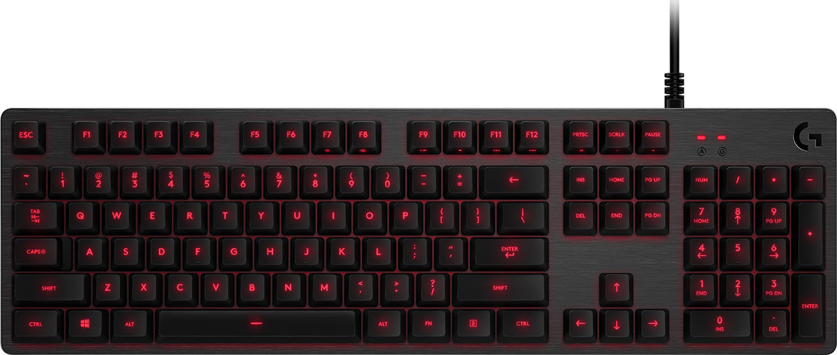 Logitech G413 Mechanical Gaming Keyboard Carbon | Romer-G Tactile Mechanical Switches | 45g Actuation, 1.5mm Point, 3.0mm Travel | Red LED Backlight, 5 Brightness Levels | USB 2.0 Passthrough | 5052 Aluminium-Magnesium Alloy Top | 1.8m Cable