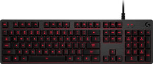 Logitech G413 Mechanical Gaming Keyboard Carbon | Romer-G Tactile Mechanical Switches | 45g Actuation, 1.5mm Point, 3.0mm Travel | Red LED Backlight, 5 Brightness Levels | USB 2.0 Passthrough | 5052 Aluminium-Magnesium Alloy Top | 1.8m Cable