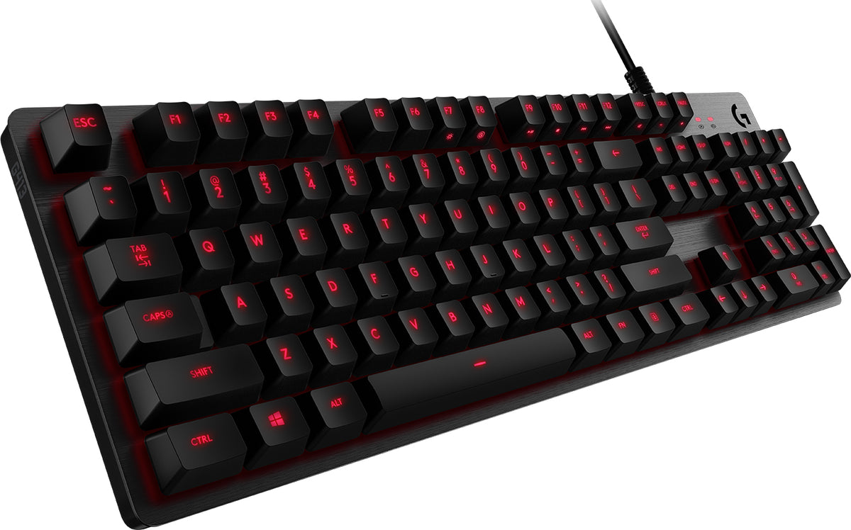 Logitech G413 Mechanical Gaming Keyboard Carbon | Romer-G Tactile Mechanical Switches | 45g Actuation, 1.5mm Point, 3.0mm Travel | Red LED Backlight, 5 Brightness Levels | USB 2.0 Passthrough | 5052 Aluminium-Magnesium Alloy Top | 1.8m Cable