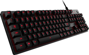 Logitech G413 Mechanical Gaming Keyboard Carbon | Romer-G Tactile Mechanical Switches | 45g Actuation, 1.5mm Point, 3.0mm Travel | Red LED Backlight, 5 Brightness Levels | USB 2.0 Passthrough | 5052 Aluminium-Magnesium Alloy Top | 1.8m Cable