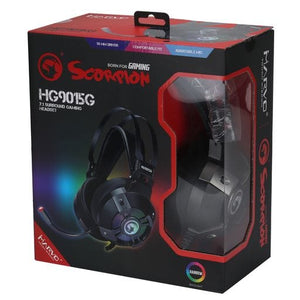 Marvo Scorpion HG9015G Gaming Headset | USB 2.0 · Virtual 7.1 Surround | 50 mm Drivers · 20 Hz–20 kHz · 21 Ω | Rainbow Breathing RGB | Omnidirectional Mic | 2.2 m Cable | Black