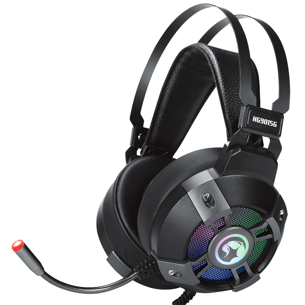 Marvo Scorpion HG9015G Gaming Headset | USB 2.0 · Virtual 7.1 Surround | 50 mm Drivers · 20 Hz–20 kHz · 21 Ω | Rainbow Breathing RGB | Omnidirectional Mic | 2.2 m Cable | Black