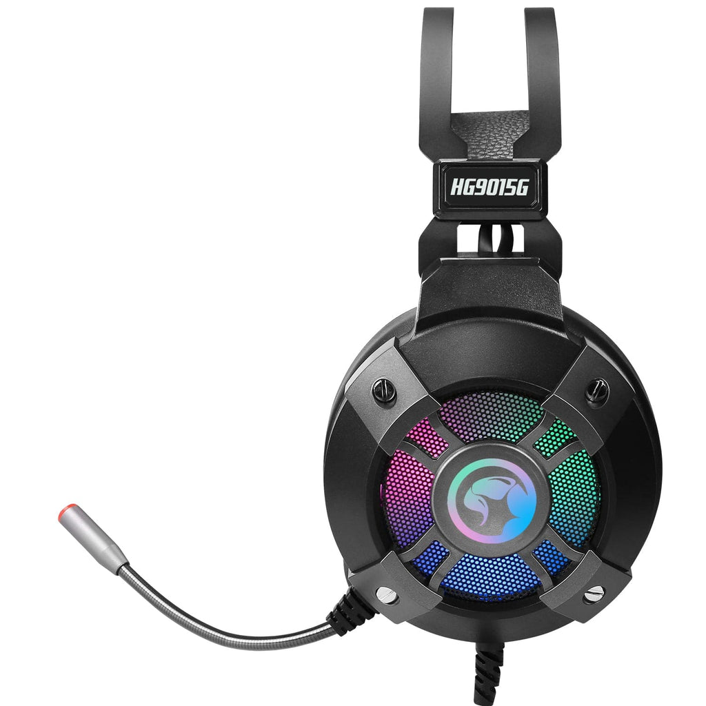 Marvo Scorpion HG9015G Gaming Headset | USB 2.0 · Virtual 7.1 Surround | 50 mm Drivers · 20 Hz–20 kHz · 21 Ω | Rainbow Breathing RGB | Omnidirectional Mic | 2.2 m Cable | Black