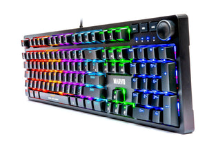 Marvo KG954 Mechanical Gaming Keyboard | 108 Keys · Jixian Blue Switches | Rainbow Backlight · 21 Lighting Modes | Detachable 1.6 m USB Type-C · Volume Knob | Black
