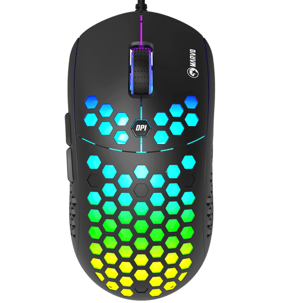 MARVO M399 Honeycomb Gaming Mouse | Wired USB · 800-6400 DPI | 6 Programmable Buttons | 76 g · RGB Backlight | Black