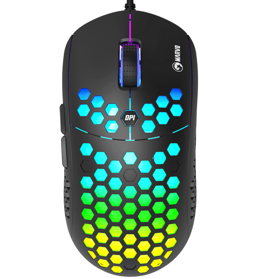 MARVO M399 Honeycomb Gaming Mouse | Wired USB · 800-6400 DPI | 6 Programmable Buttons | 76 g · RGB Backlight | Black