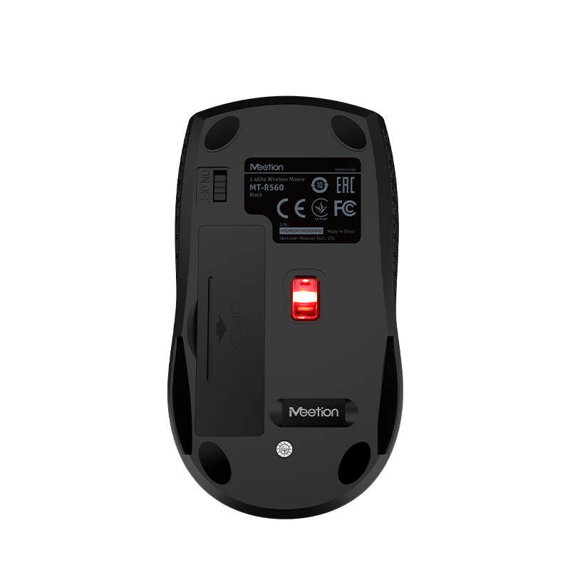 Meetion R560 Wireless Optical Mouse | 2.4GHz USB Nano Receiver | 800·1200·1600 DPI | 4 Buttons | 10m Range | 60g
