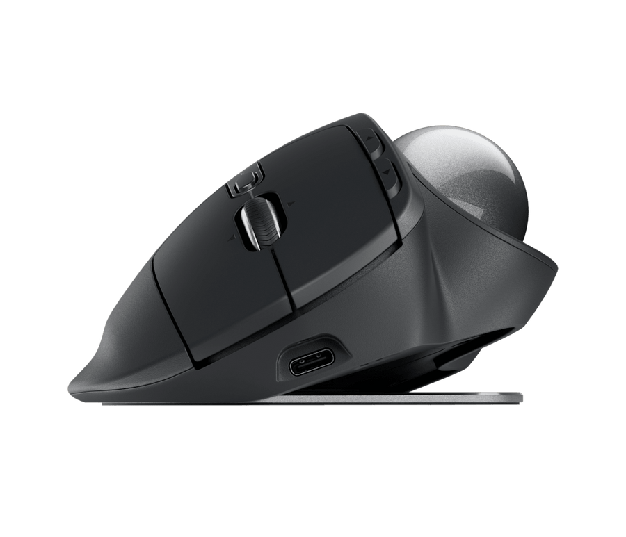 Logitech MX Ergo S Wireless Trackball Mouse | Bluetooth LE · Logi Bolt Receiver | 8 Buttons · 20° Adjustable Tilt | Rech