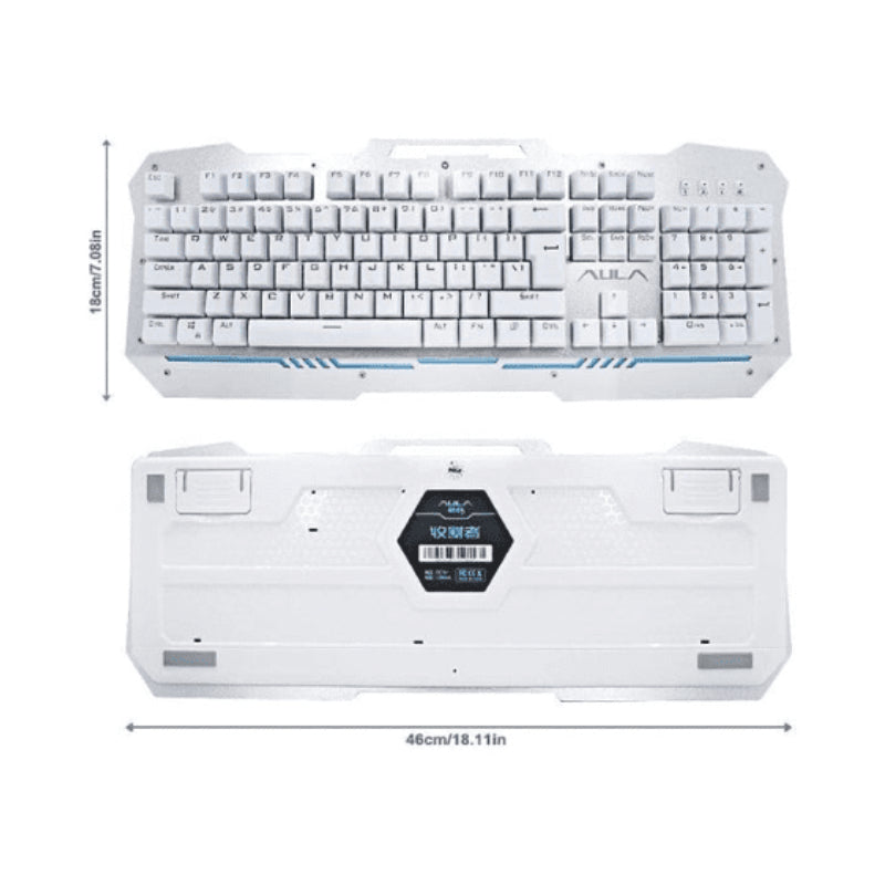 AULA F2009 Mechanical Gaming Keyboard | 104 Keys · 100% Full-Size | Blue Switches | Rainbow LED Backlight | Square Floating Keycaps | Wired USB