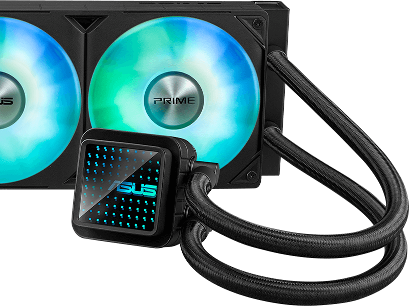 ASUS Prime LC 360 ARGB 360mm AIO Liquid CPU Cooler | 397x120x27mm Radiator | 3x 120mm PWM/DC · 600-2200 RPM · 75.7 CFM · 3.2 mmH2O | 34 dB(A) | LGA1851/1700/1200/115x · AM5/AM4 | Aura Sync ARGB · 6-Year Warranty