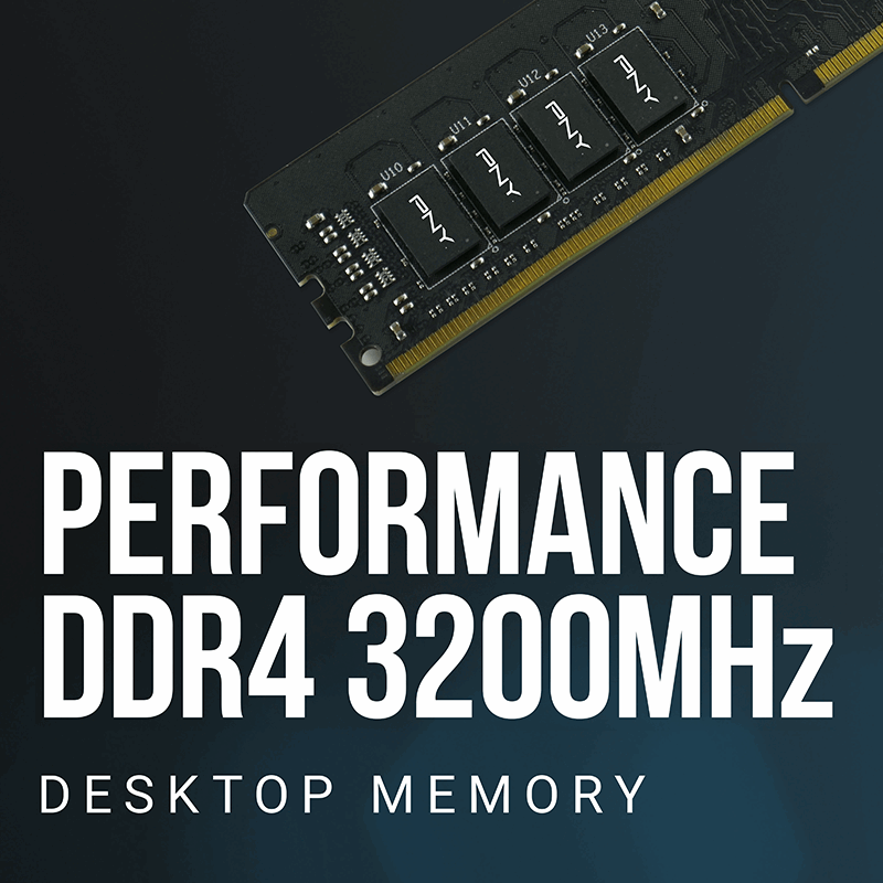 PNY Performance MD16GSD43200-TB 16GB (1 x 16GB) DDR4 Desktop Memory Module | DDR4-3200 MHz · PC4-25600 | CL22 · 1.2V | N