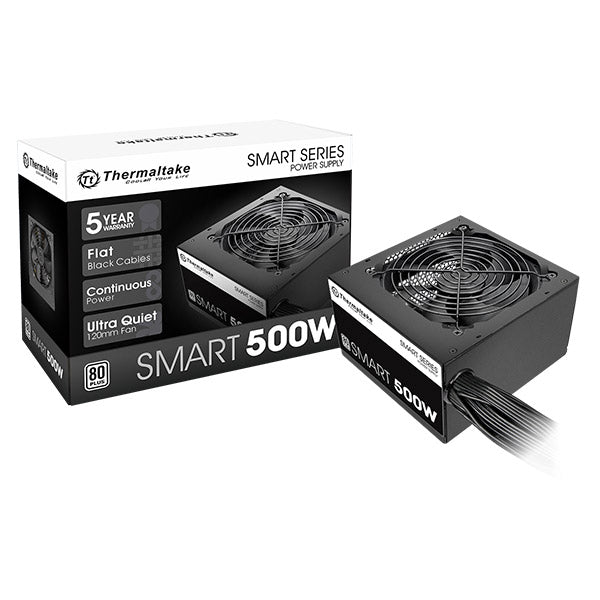 Thermaltake Smart SP-500AH2NKW 500W ATX Power Supply | 80 PLUS Standard · 82-86% Efficiency | Active PFC | Single +12V R