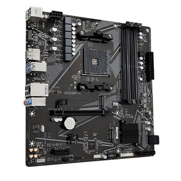 GIGABYTE B550M K (rev. 1.0) Motherboard | AMD B550 · Socket AM4 · Micro-ATX | DDR4 4733 MHz (OC) · 4 DIMM · 128GB | PCIe