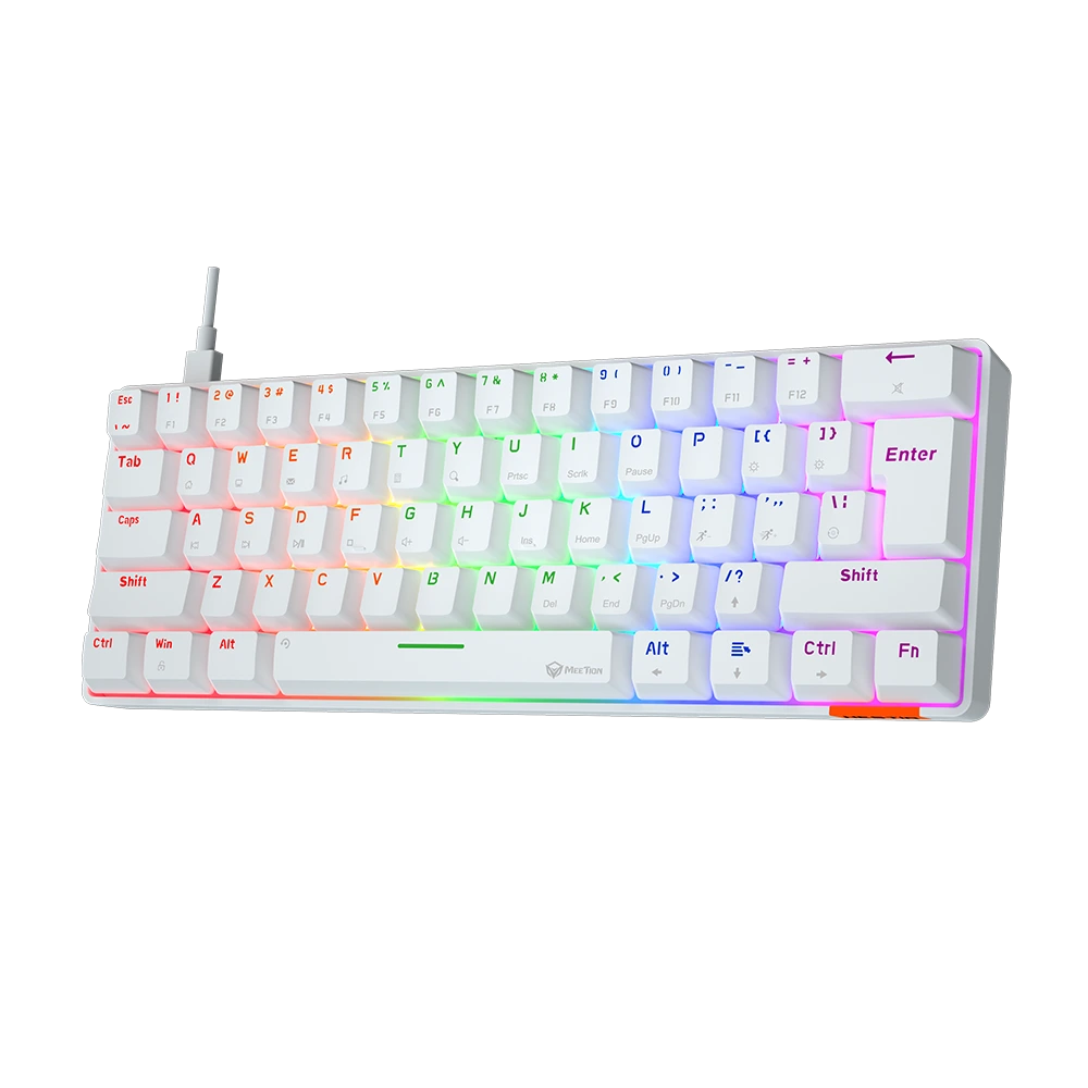 Meetion MT-MK005 60% Mechanical Gaming Keyboard | 61/62 Keys · OUTEMU Blue Switches | LED Backlight · Full-Key Anti-Ghosting | Type-C to USB · 1.8m Cable | Black / White